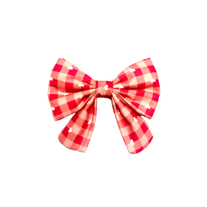 Red Plaid Style Sailor Bow And Bandana - Dog Combo