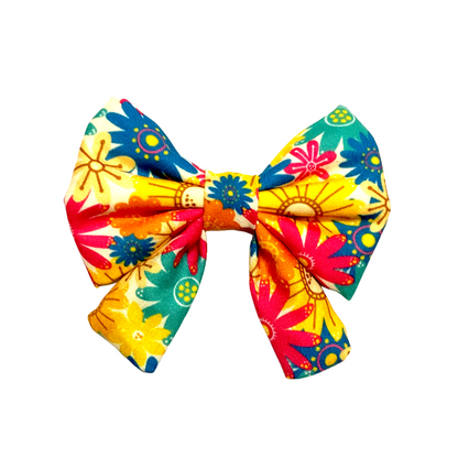 Happy Vibes Floral Sailor Bow And Bandana - Dog Combo