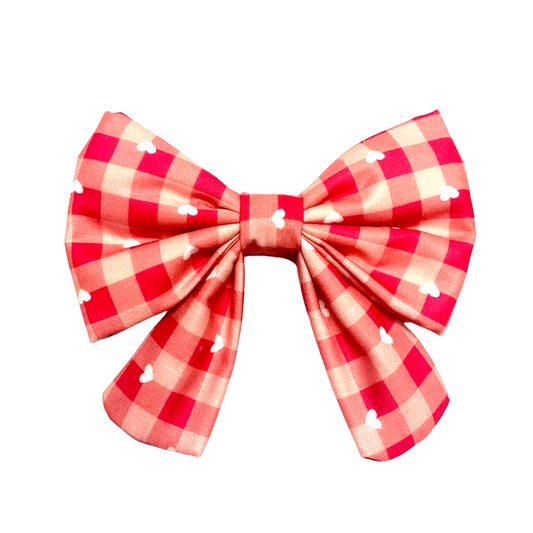 Red Hearts Sailor Dog Bows and pet accessories from wags4whiskers