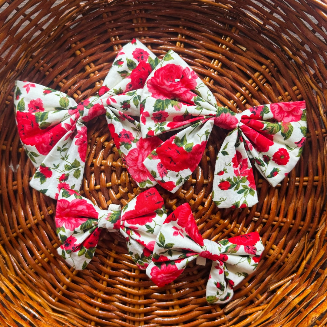 Red Classic Floral Sailor Bows for Cats and Dogs from Wags4Whiskers